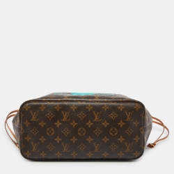 Pre Owned Louis Vuitton Turquoise Monogram V Canvas Neverfull MM Bag