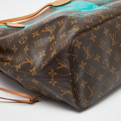 Pre Owned Louis Vuitton Turquoise Monogram V Canvas Neverfull MM Bag