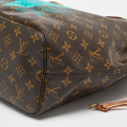 Pre Owned Louis Vuitton Turquoise Monogram V Canvas Neverfull MM Bag