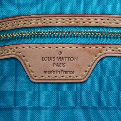 Pre Owned Louis Vuitton Turquoise Monogram V Canvas Neverfull MM Bag