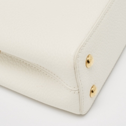 Pre Owned Louis Vuitton White/Beige Taurillon Leather and Python Mini Capucines Bag