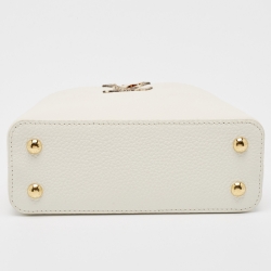 Pre Owned Louis Vuitton White/Beige Taurillon Leather and Python Mini Capucines Bag