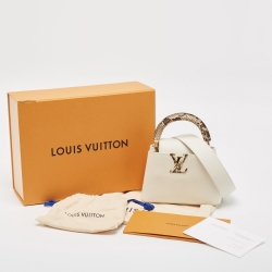 Pre Owned Louis Vuitton White/Beige Taurillon Leather and Python Mini Capucines Bag