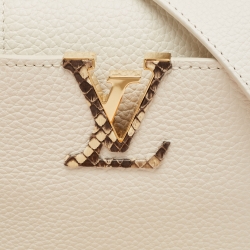 Pre Owned Louis Vuitton White/Beige Taurillon Leather and Python Mini Capucines Bag