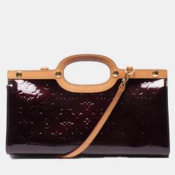 Pre Owned Louis Vuitton Purple Leather  Roxbury Drive Top Handle Bag