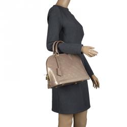 Pre Owned Louis Vuitton Beige Poudre Monogram Vernis Alma PM Bag