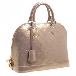 Pre Owned Louis Vuitton Beige Poudre Monogram Vernis Alma PM Bag