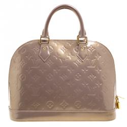 Pre Owned Louis Vuitton Beige Poudre Monogram Vernis Alma PM Bag
