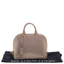 Pre Owned Louis Vuitton Beige Poudre Monogram Vernis Alma PM Bag