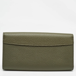 Pre Owned Louis Vuitton Green/Beige Taurillon Leather and Python Capucines Wallet