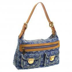 Pre Owned Louis Vuitton Blue Monogram Denim Baggy PM Bag