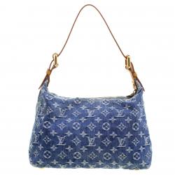 Pre Owned Louis Vuitton Blue Monogram Denim Baggy PM Bag