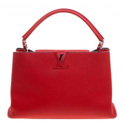 Pre Owned Louis Vuitton Red Taurillon Leather Capucines MM Bag
