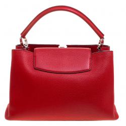 Pre Owned Louis Vuitton Red Taurillon Leather Capucines MM Bag