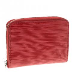 Pre Owned Louis Vuitton Coquelicot Epi Leather Zippy Coin Wallet