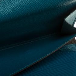 Pre Owned Louis Vuitton Turquoise Epi Leather and Monogram Canvas Marie-Lou Compact Wallet 