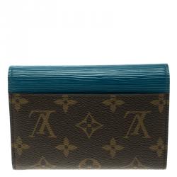 Pre Owned Louis Vuitton Turquoise Epi Leather and Monogram Canvas Marie-Lou Compact Wallet 