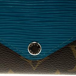 Pre Owned Louis Vuitton Turquoise Epi Leather and Monogram Canvas Marie-Lou Compact Wallet 