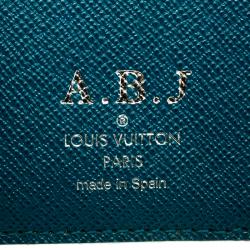 Pre Owned Louis Vuitton Turquoise Epi Leather and Monogram Canvas Marie-Lou Compact Wallet 