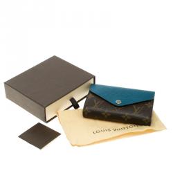Pre Owned Louis Vuitton Turquoise Epi Leather and Monogram Canvas Marie-Lou Compact Wallet 