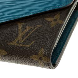 Pre Owned Louis Vuitton Turquoise Epi Leather and Monogram Canvas Marie-Lou Compact Wallet 
