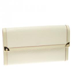 Pre Owned محفظة كونتينيتال لوي فيتون بورت تريزور جلد سوهيل أوف وايت