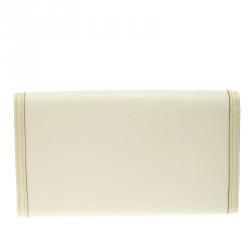 Pre Owned محفظة كونتينيتال لوي فيتون بورت تريزور جلد سوهيل أوف وايت