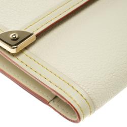 Pre Owned محفظة كونتينيتال لوي فيتون بورت تريزور جلد سوهيل أوف وايت