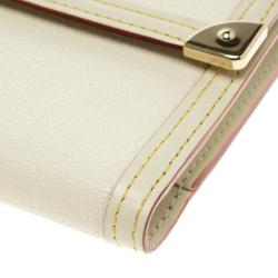 Pre Owned محفظة كونتينيتال لوي فيتون بورت تريزور جلد سوهيل أوف وايت