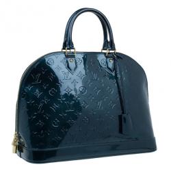 Pre Owned Louis Vuitton Green Monogram Vernis Alma GM