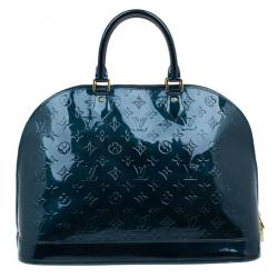Pre Owned Louis Vuitton Green Monogram Vernis Alma GM
