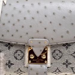 مملوكة مسبقًا حقيبة لوي فيتون كوميدي كاروسيل جلد ثعبان/نعام فضي/رصاصي مونوغرامي وقماش