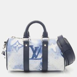 Louis Vuitton Keepall Xs Monogram Watercolor Handbag Coated Canvas Leather White Navy Multicolor