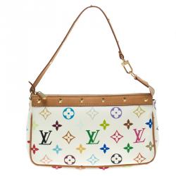 Pre Owned Louis Vuitton White Multicolor Canvas Pochette Accessories