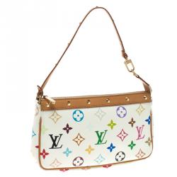 Pre Owned Louis Vuitton White Multicolor Canvas Pochette Accessories