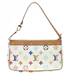 Pre Owned Louis Vuitton White Multicolor Canvas Pochette Accessories