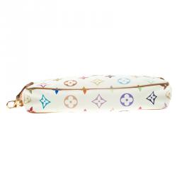 Pre Owned Louis Vuitton White Multicolor Canvas Pochette Accessories