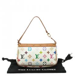 Pre Owned Louis Vuitton White Multicolor Canvas Pochette Accessories