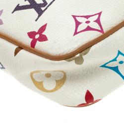 Pre Owned Louis Vuitton White Multicolor Canvas Pochette Accessories
