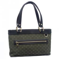Pre Owned Louis Vuitton Khaki Green Monogram Mini Lin Lucille PM Bag