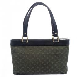 Pre Owned Louis Vuitton Khaki Green Monogram Mini Lin Lucille PM Bag