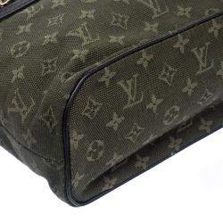 Pre Owned Louis Vuitton Khaki Green Monogram Mini Lin Lucille PM Bag