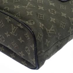 Pre Owned Louis Vuitton Khaki Green Monogram Mini Lin Lucille PM Bag