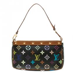 Pre Owned Louis Vuitton Black Multicolor Canvas Pochette Accessories