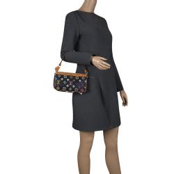 Pre Owned Louis Vuitton Black Multicolor Canvas Pochette Accessories