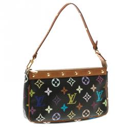 Pre Owned Louis Vuitton Black Multicolor Canvas Pochette Accessories