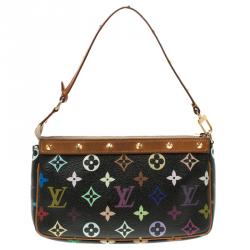 Pre Owned Louis Vuitton Black Multicolor Canvas Pochette Accessories