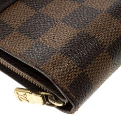 Pre Owned Louis Vuitton Damier Ebene Canvas Compact Zippy Wallet