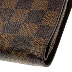 Pre Owned Louis Vuitton Damier Ebene Canvas Compact Zippy Wallet