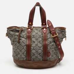 Pre Owned Louis Vuitton Grey/Khaki Monogram Jacquard Fabric and Leather Limited Edition Aviator Bag